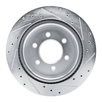 R1 Concepts Rear Left Drilled & Slotted Silver Brake Rotor | Ford Bronco (21-26) (631-54289L)