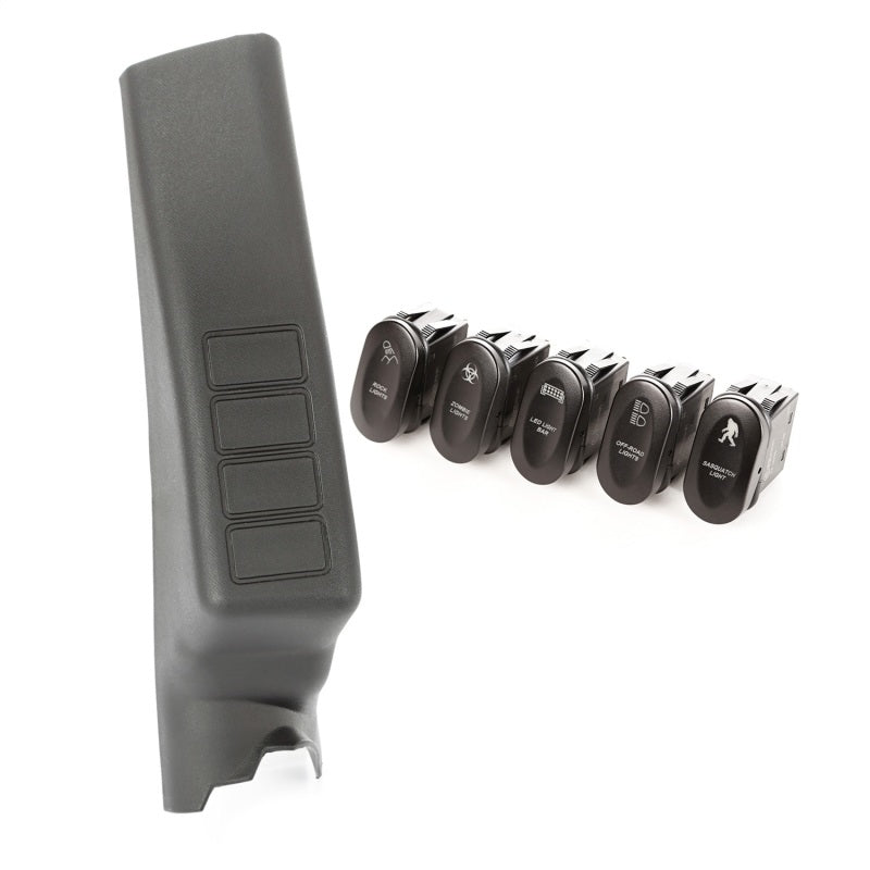 Rugged Ridge Etched A-Pillar 4 Switch Pod Kit | Jeep Wrangler JK (07-18) / JL (18-25) (17235.71)
