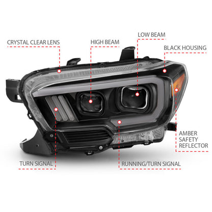 ANZO 2016-2017 Toyota Tacoma Projector Headlights w/ Switchback LED DRL | Toyota Tacoma (16-17) (111397)
