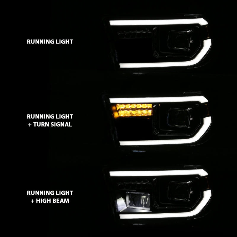 ANZO Projector Headlight Set Light Bar H.L w/Black Amber Lens | Tundra (07-14) (111447)