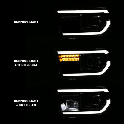 ANZO Projector Headlight Set Light Bar H.L w/Black Amber Lens | Tundra (07-14) (111447)
