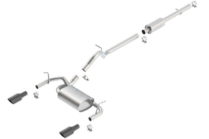 Borla Touring Cat-Back Exhaust System (Black Tips): Jeep Wrangler JK 3.6L V6 2012 - 2018