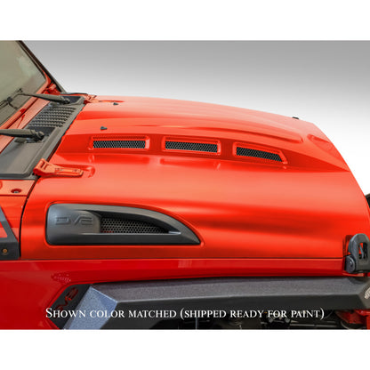 DV8 Offroad Primer Black Heat Dispersion Hood: Jeep Wrangler (18-21) / Gladiator (20-21)