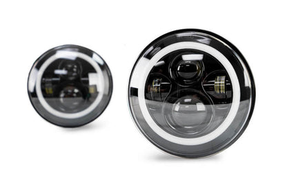 DV8 Offroad LED Projector Headlights: Jeep Wrangler JK 2007-2018 w/ Angel Eyes