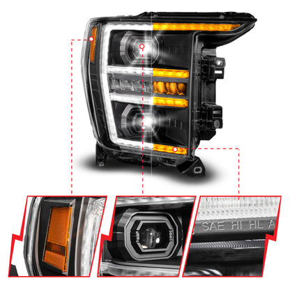ANZO LED Projector Headlight w/ Switchback + Sequential | Ford F150 (21-23) (111594-R)