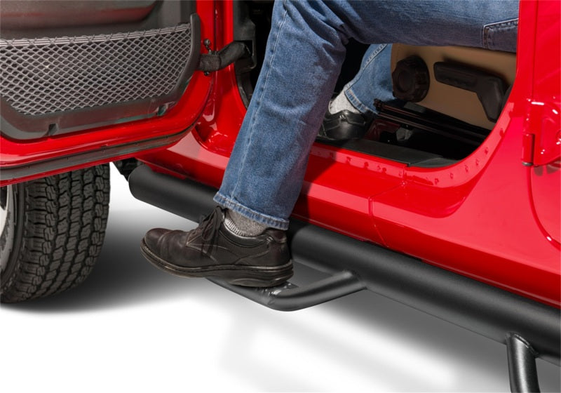 N-Fab Wheel To Wheel Nerf Steps Textured Black (F&R): Jeep Wrangler Unlimited JL 2018-2026