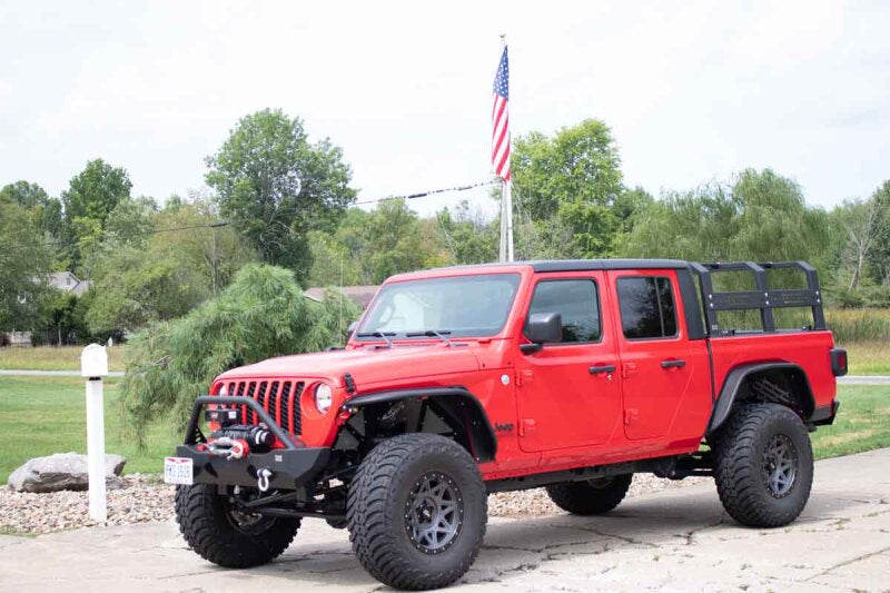 Fishbone Offroad Black Powdercoated Full Tackle Bed Rack: Jeep Gladiator 2020-2024