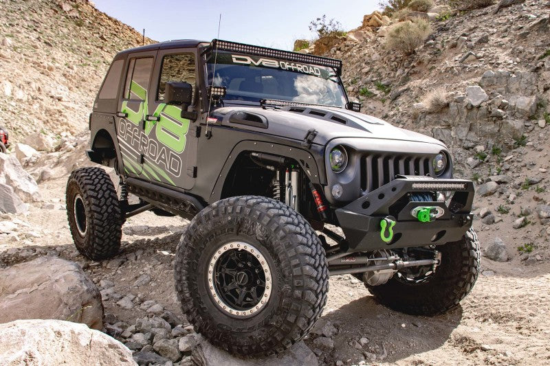 DV8 Offroad Metal Heat Dispersion Hood: Jeep Wrangler JK 2007-2018 w/ Primer Black