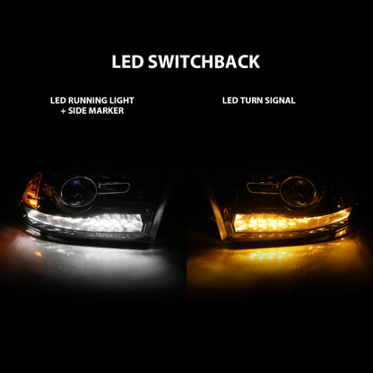 ANZO Projector Headlights Plank Style Switchback w/ Halo (Black): Dodge Ram 1500 2009 - 2018