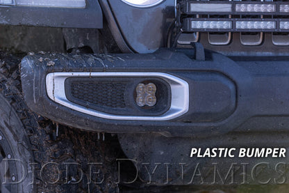Diode Dynamics SS3 Sport LED Fog Light Kit Amber Backlit White (FRONT): Jeep Wrangler JK 2007-2018 / JL 2018-26 / Gladiator JT 2020-24 10th Anniversary Metal Bumper