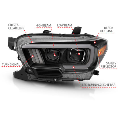 ANZO Projector Headlights | Toyota Tacoma (16-17, 20-23) (111379)