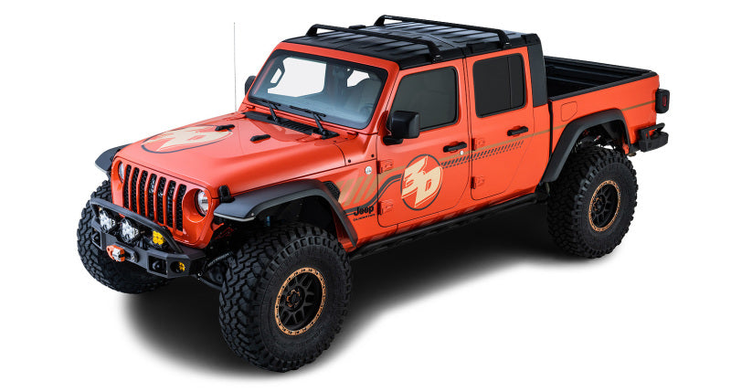 Rhino-Rack Vortex SG 2 Bar Hard Top Roof Rack - Black: Fits Jeep Wrangler / Gladiator (07-26)