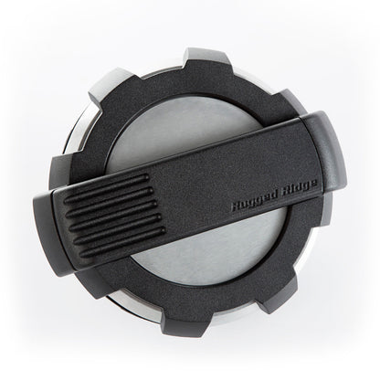 Rugged Ridge Elite Brushed Aluminum Fuel Door Non-Lock: Fits Most Jeep Wrangler Models (2007-2018)