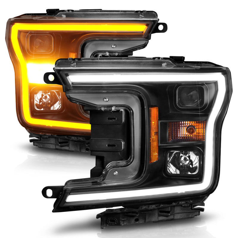 ANZO Projector Headlight Set w/ Plank Style Switchback Black Housing | Ford F-150 (18-20) (111509)