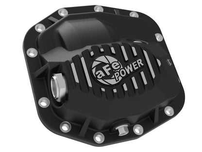 AFE Pro Series Front Differential Cover (Black w/Machined Fins): Jeep Wrangler JL 2018 - 2025 (w/ Dana M186)