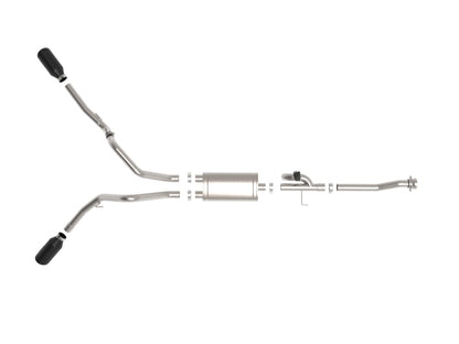 aFe Gemini XV 3in SS Cat-Back Exhaust w/ Cut-Out Black Tips | Ford F-150 (21-24) (49-33129-B)