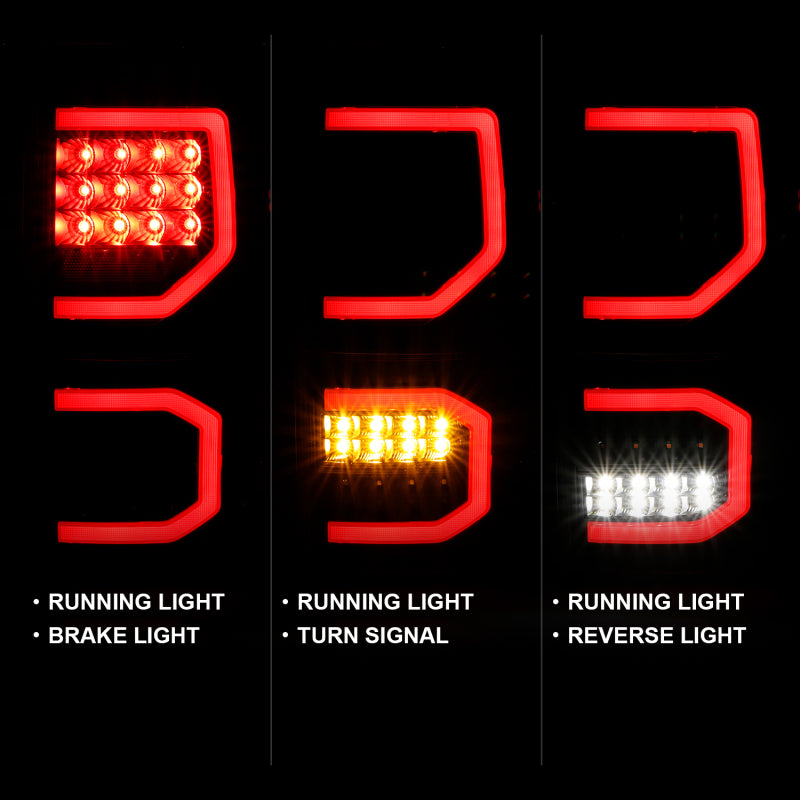ANZO LED Tail Light Assembly Black Housing w/ Clear Lens Pair | Toyota Tundra (07-13) (311336)