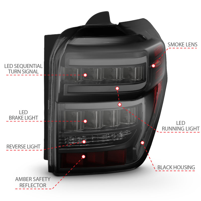 ANZO LED Tail Light Assembly Smoke Lens w/ Light Bar | Toyota 4Runner (14-20) (311312)