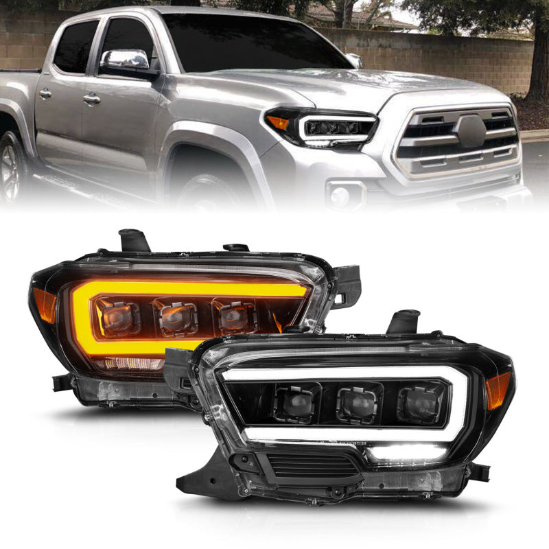 ANZO LED Projector Headlight w/ Light Bar & Sequential Turn | Toyota Tacoma (16-23) (111562)