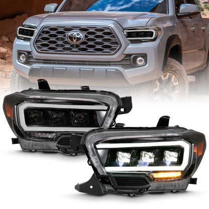 ANZO LED Projector Headlight Plank Style Black w/ Amber | Toyota Tacoma (16-18) (111496)