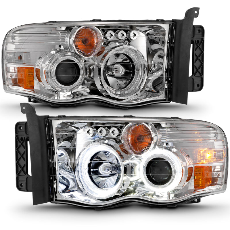 ANZO Projector Headlights w/ Halo (Chrome): Dodge Ram 1500 2002 - 2005