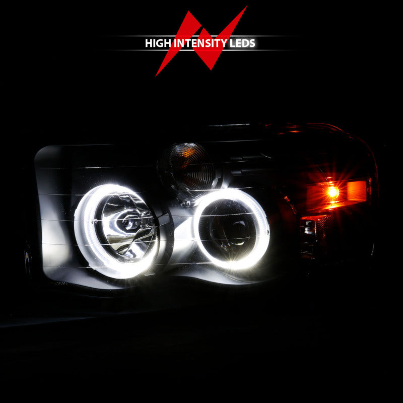 ANZO Projector Headlights w/ Halo (Black): Dodge Ram 1500 2002 - 2005