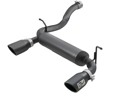 AFE Rebel Series Axle-Back Exhaust System (Black Tips): Jeep Wrangler JL 2018 - 2025 (2.0L I4 / 3.6L V6)