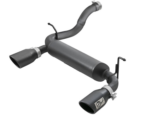 AFE Rebel Series Axle-Back Exhaust System (Black Tips): Jeep Wrangler JL 2018 - 2025 (2.0L I4 / 3.6L V6)