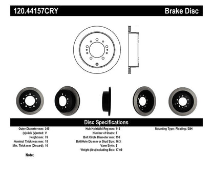 Stoptech Rear Premium Cryo Rotor | Toyota Land Cruiser / Lexus LX (14-21)