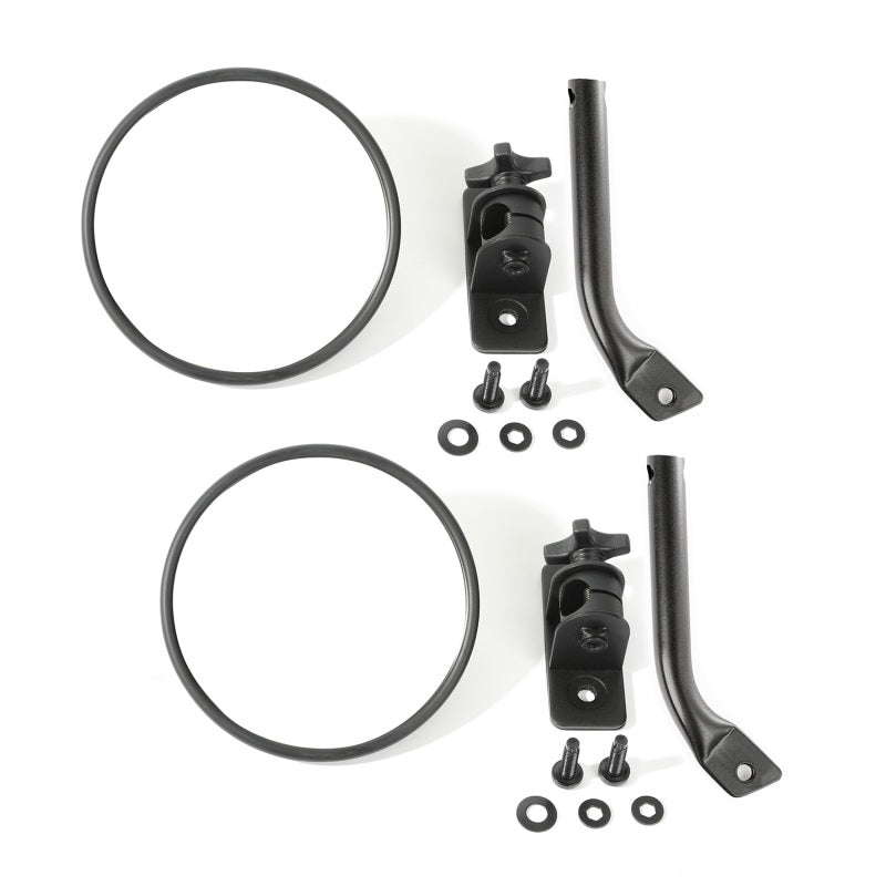 Rugged Ridge Textured Black Round Stubby Trail Mirror Kit | Jeep Wrangler JK / JL (07-25) (11025.21)