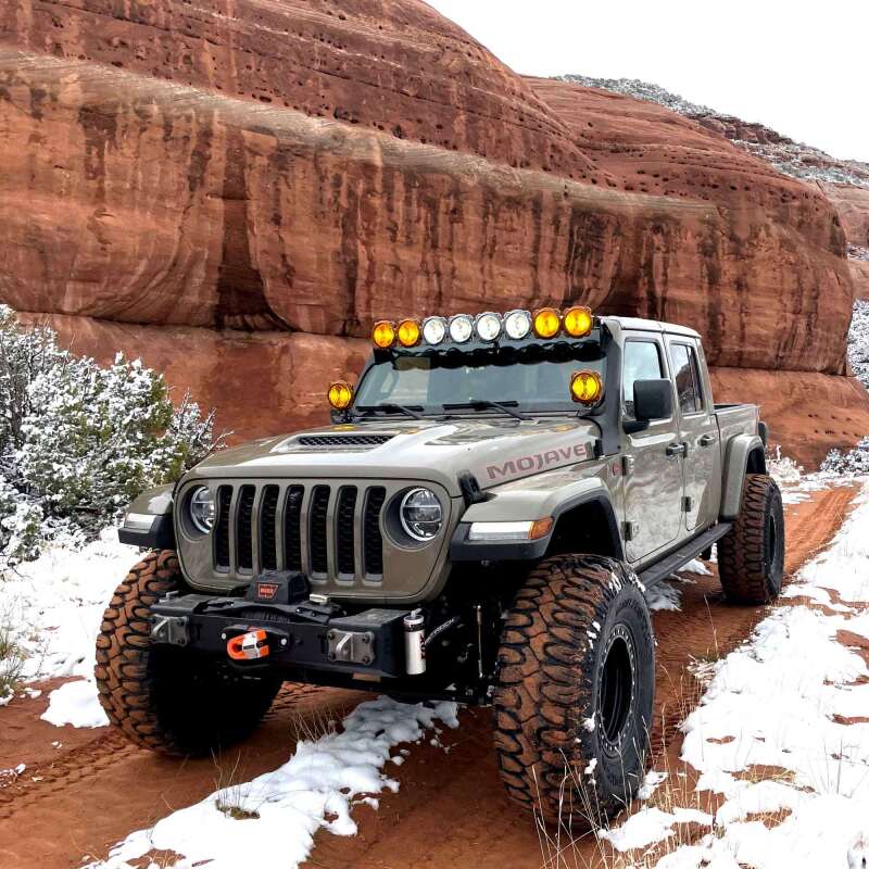 KC HiLiTES 50" Light Bar Windshield Mount Brackets Black (F&R): Jeep Wrangler JL 392 / Gladiator JT Mojave