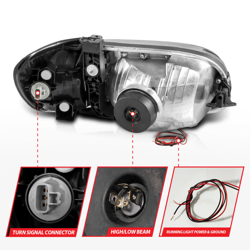 ANZO Crystal Headlight Set w/ Light Bar Black w/ Corner Light | Toyota Tundra (00-04) (111579)