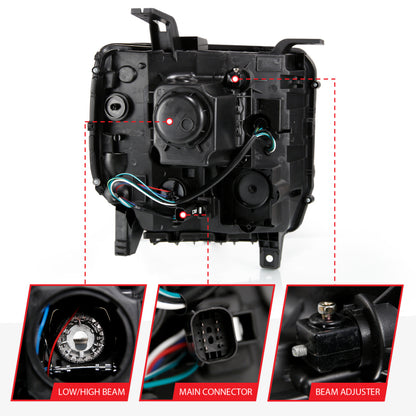 ANZO Plank Style HD Headlight Set w/ Amber Turn | GMC Sierra 1500/2500/3500 (16-19) (111485)