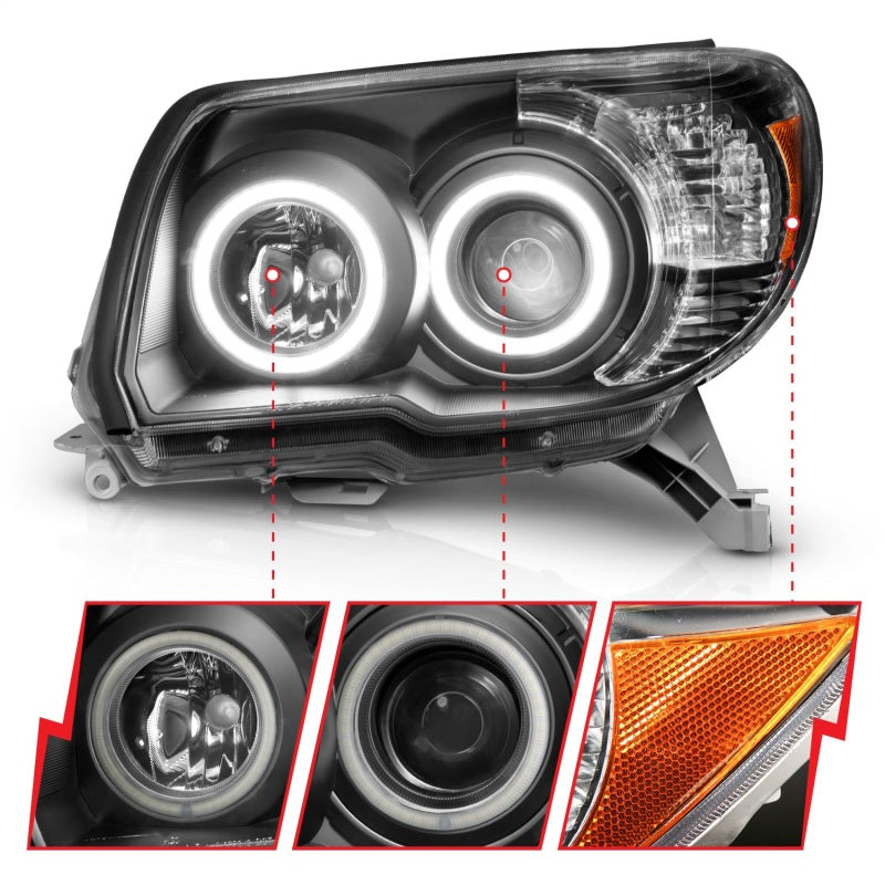 ANZO Projector Headlights - Black w/ CCFL Halo | 2006-2009 Toyota 4Runner (111320)