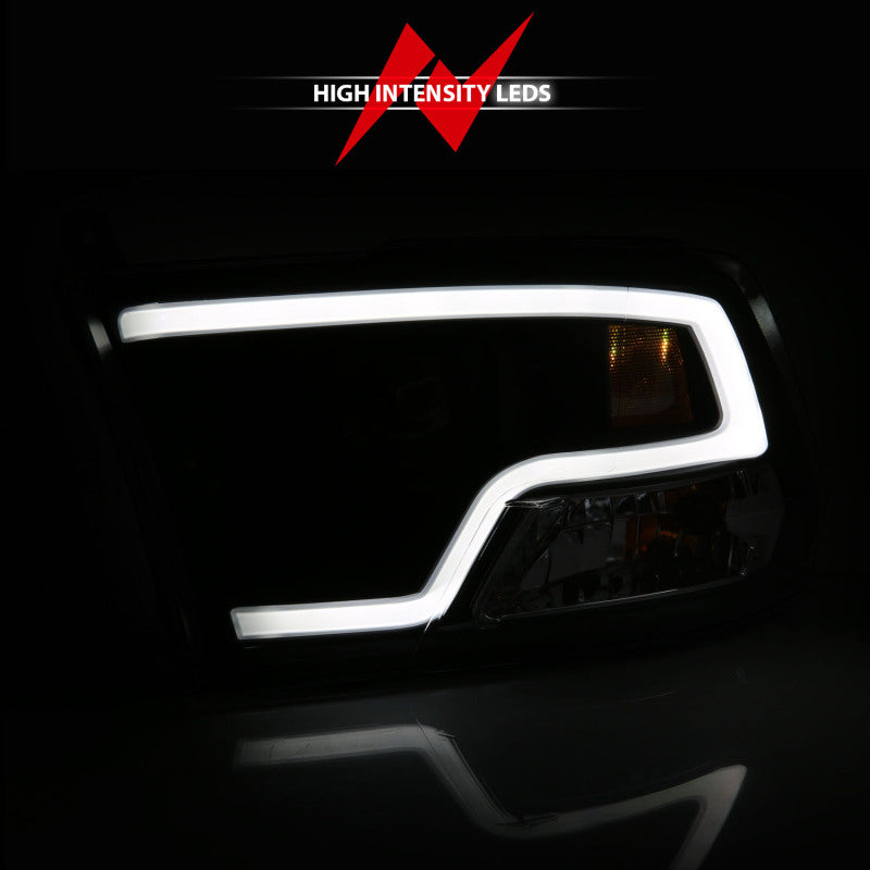 ANZO Plank Style Projector Headlights w/ Halo (Black): Dodge Ram 1500 2009 - 2018