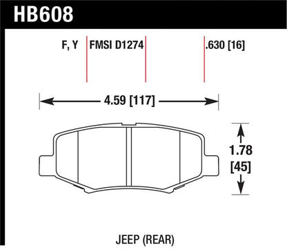 Hawk Performance HPS Rear Brake Pads (REAR): Jeep Wrangler JK 2007-18