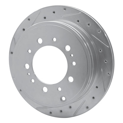 R1 Concepts Rear Left Drilled & Slotted Silver Brake Rotor | Toyota Land Cruiser (14-18 / 19-21 / 07-09 / 10-13)