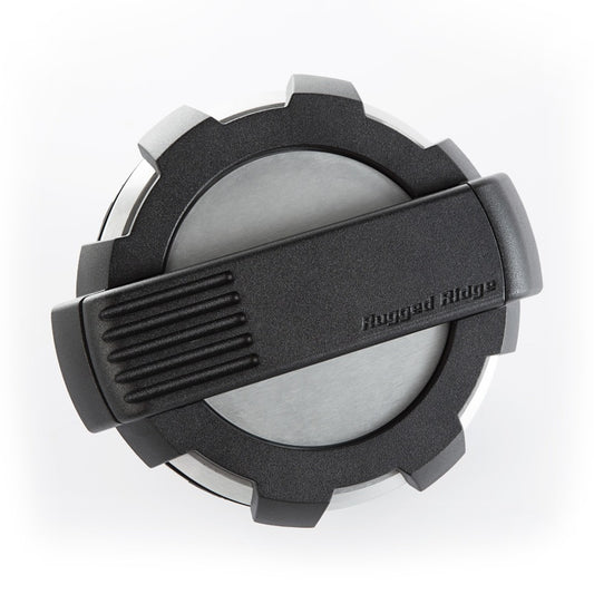 Rugged Ridge Elite Brushed Aluminum Fuel Door Non-Lock: Fits Most Jeep Wrangler Models (2007-2018)