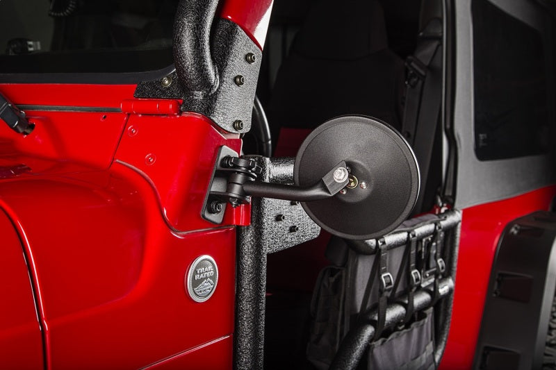 Rugged Ridge Textured Black Round Stubby Trail Mirror Kit | Jeep Wrangler JK / JL (07-25) (11025.21)