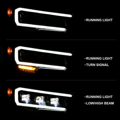 ANZO LED Projector Headlight Plank Style Black w/ Amber | Toyota Tacoma (16-18) (111496)