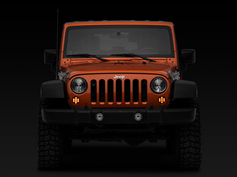 Raxiom Axial Series Smoked LED Front Turn Signals: Fits Most Jeep Wrangler Models (2007-2018)