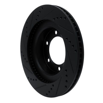 R1 Concepts Front Right Drilled & Slotted Black Brake Rotor | Lexus GX470 (06-09) (ECB-76126R)