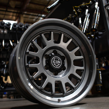 ICON 17x8.5 / 6x5.5 / 25mm Offset / 5.75in BS Gun Metal Wheel | Ford Ranger (19-26) / Ford Bronco (21-26) (8217859057GM)