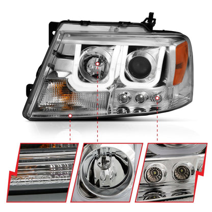 ANZO Projector Headlight Set w/ U-Bar Chrome | Ford F-150 (04-08) (111287)