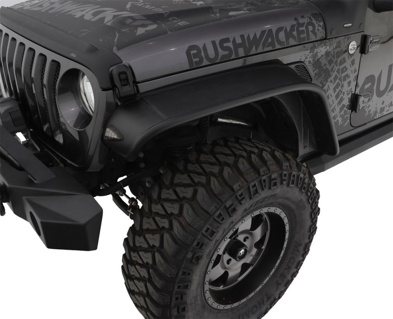 Bushwacker Flat Style Fender Flares 4pc (REAR): Jeep Wrangler (2018-24) / Gladiator 2020 - Black