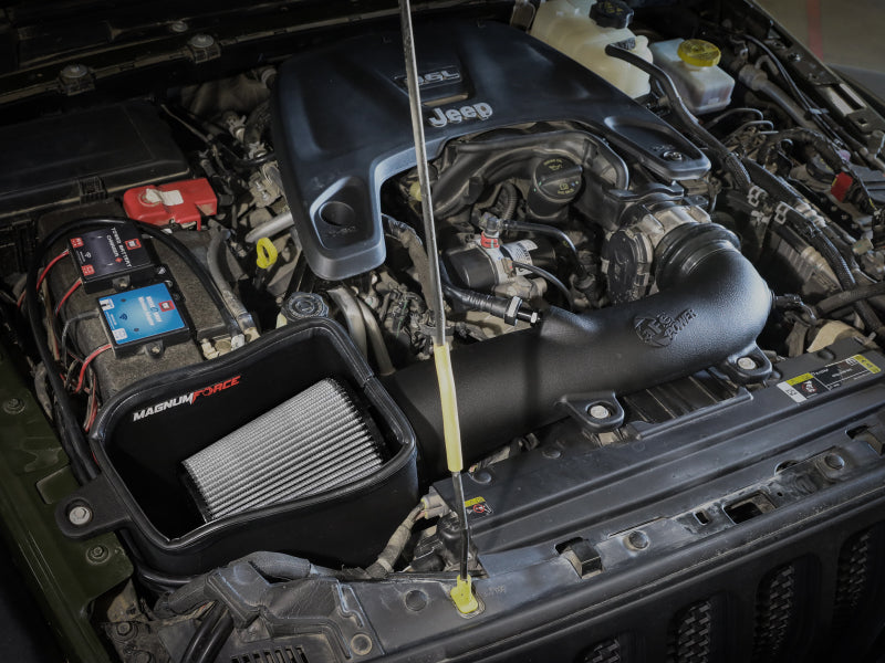 aFe POWER Magnum FORCE Stage-2 Cold Air Intake Pro DRY S Filter (F&R): Jeep Wrangler JL 2018-26 / Gladiator JT 2020-24 3.6L (54-13078D)