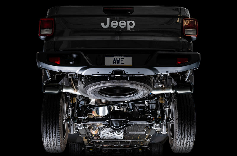 AWE Tread Edition Cat-Back Exhaust (Black Tips, Dual Exit): Jeep Gladiator 3.6L V6 2020 - 2025