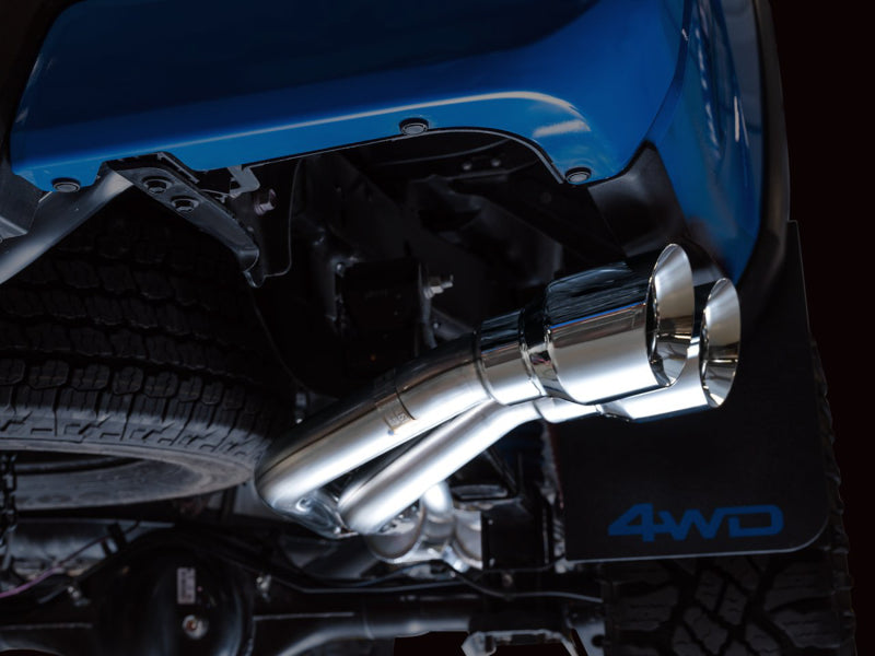 AWE 16-22 Dual Chrome Silver Tips Catback Exhaust w/ BashGuard | Toyota Tacoma (16-19 / 20-23)