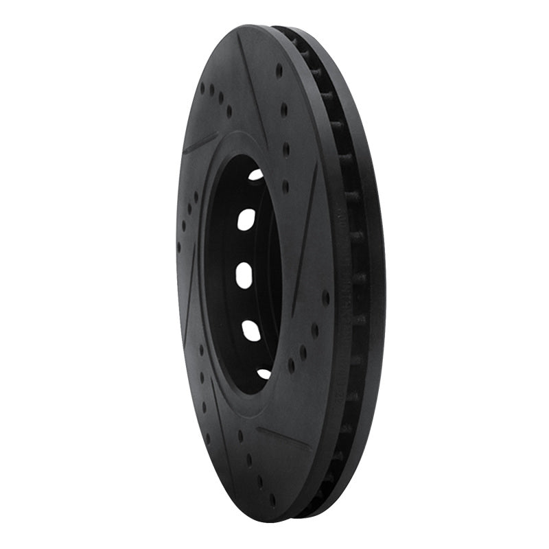 R1 Concepts 90-91 Audi 90 Quattro Front Drilled & Slotted Black Brake Rotor | Ford Ranger (19-26) (ECB-73011L)