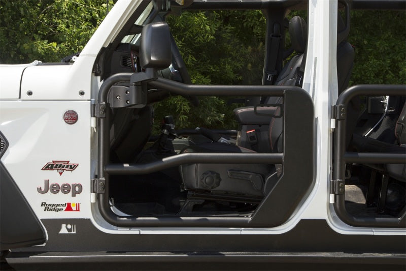 Rugged Ridge Front Fortis Tube Doors with Mirrors (PAIR): Jeep Wrangler JL / Gladiator JT 2018-26 / 20-24